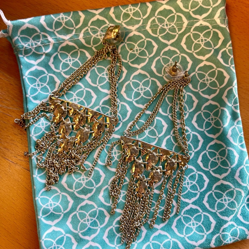 Kendra Scott Mandy Tassel Gold Toned Chandelier Earrings